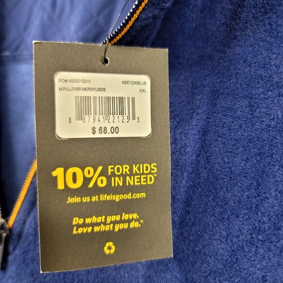 Life Is Good Mens Dark Blue XXL Quarter-Zip Microfleece Pullover Classic Fit New - Picture 5 of 11